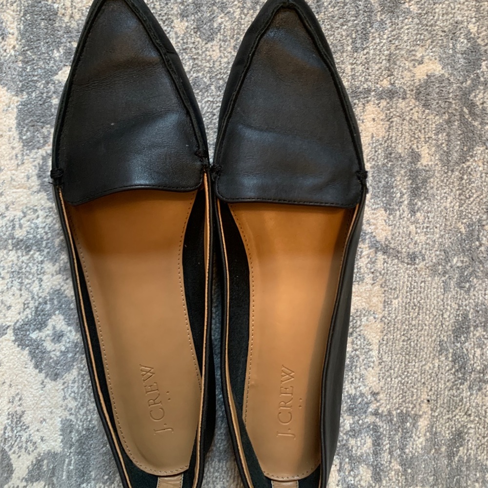 J. Crew Factory Black Leather Loafer Flats